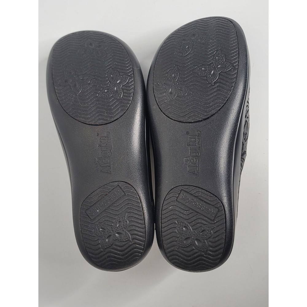Alegria Womens Leather Clogs Shoes Black Embossed Slip On Casual EU 36 US 6.5 - Picture 8 of 9